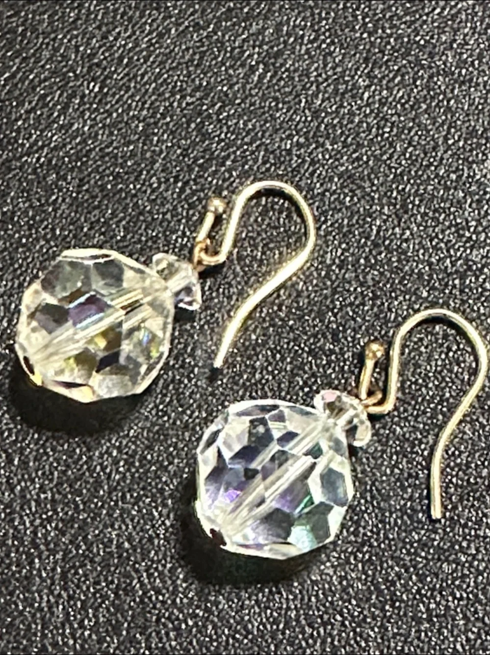 AB Faceted Crystal 14k Gold-plate Wire Back Drop Earrings